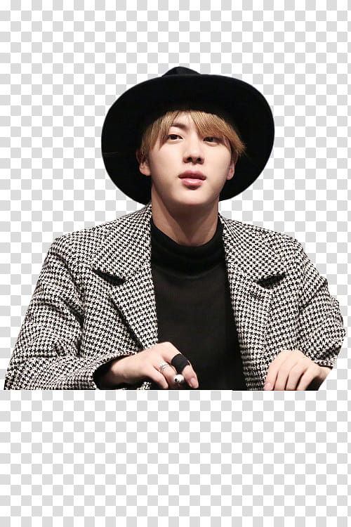 Jin  Boom Shakalaka s, BTS Jin wearing hat transparent background PNG clipart