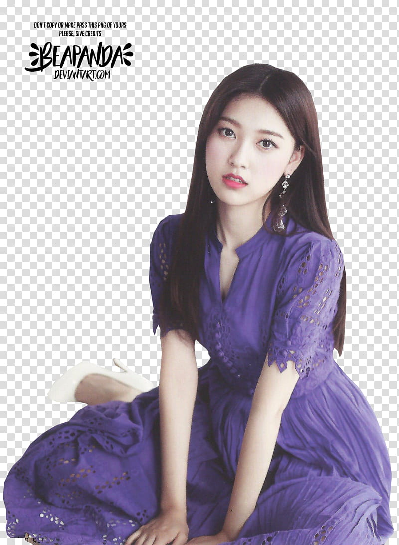Choerry LOONA, woman in purple dress sitting on floor transparent background PNG clipart