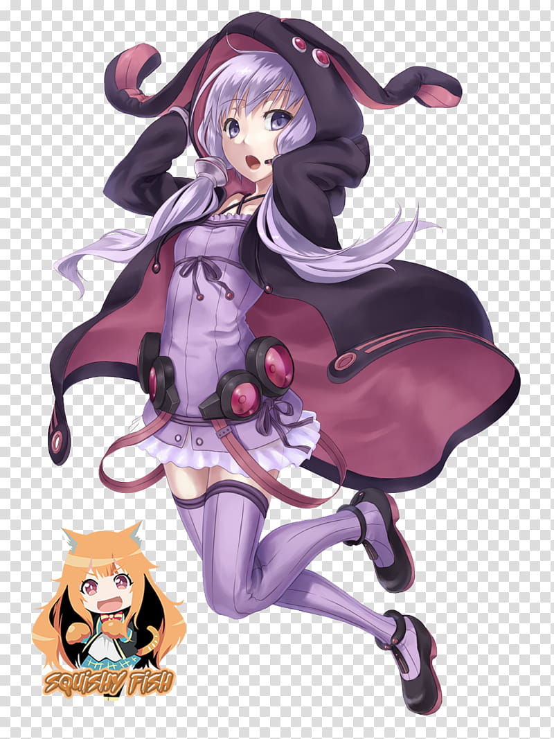 Yuzuki Yukari Render, gray and purple dress illustration transparent background PNG clipart