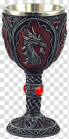 Dark Temper, gray and red dragon graphic chalice transparent background PNG clipart