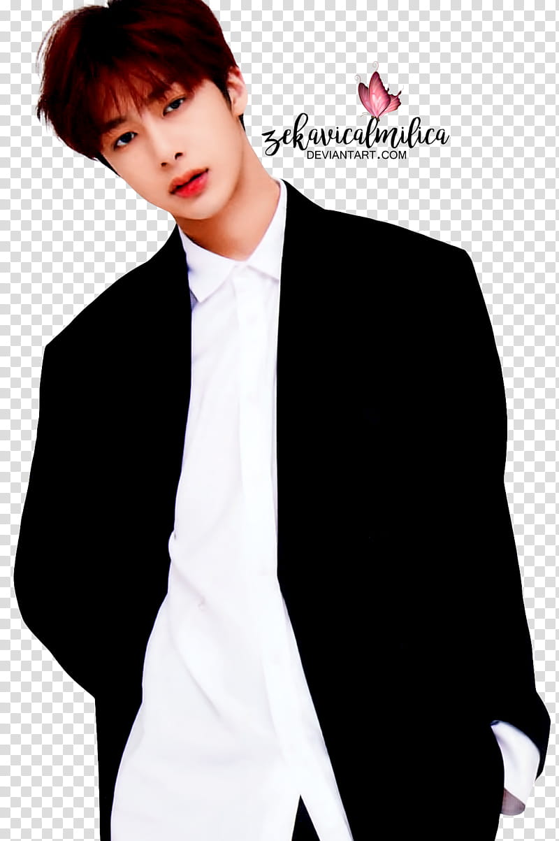 Monsta X Hyungwon Fanclub book, man doing pose while putting his hands in pocket transparent background PNG clipart