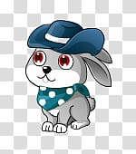 gray and white rabbit wearing blue hat illustration transparent background PNG clipart
