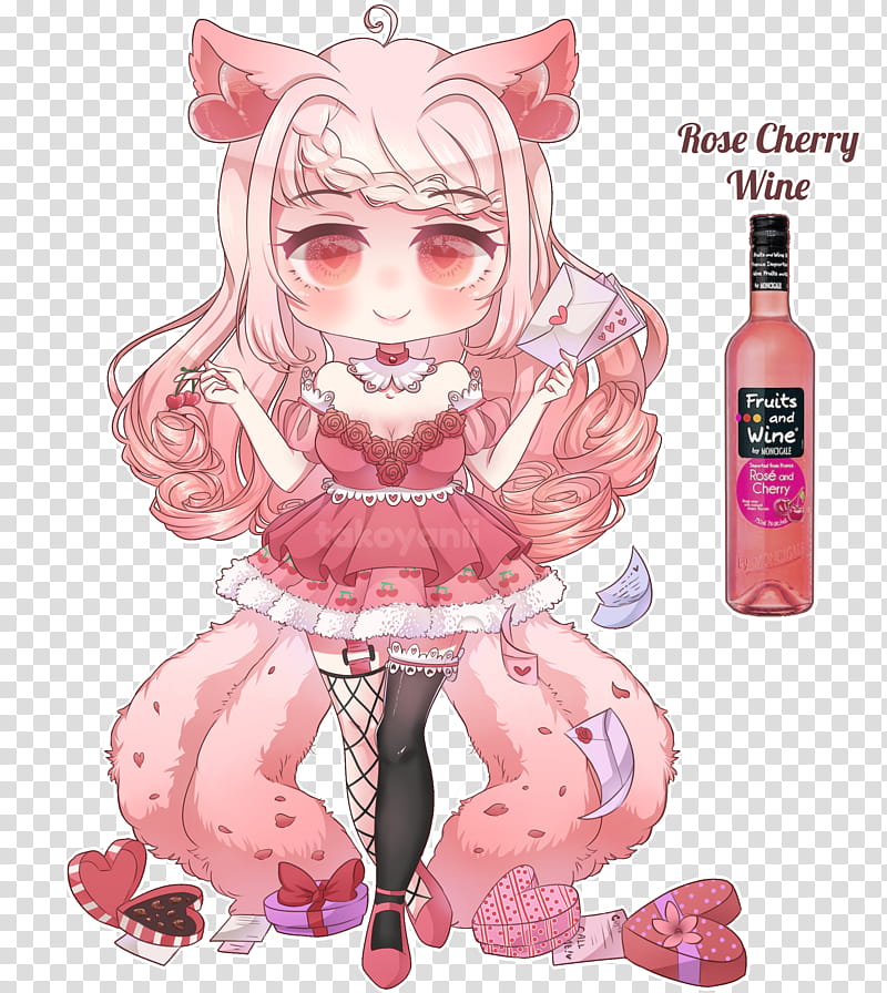 Furomimi Adopt Valentine , Rose Cherry wine bottle transparent background PNG clipart