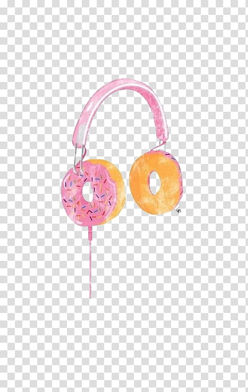 o v e r l a y S, pink and brown doughnut headphones illustration transparent background PNG clipart