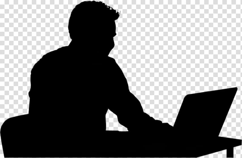 Man, Silhouette, , Sitting, Furniture, Reading, Blackandwhite transparent background PNG clipart