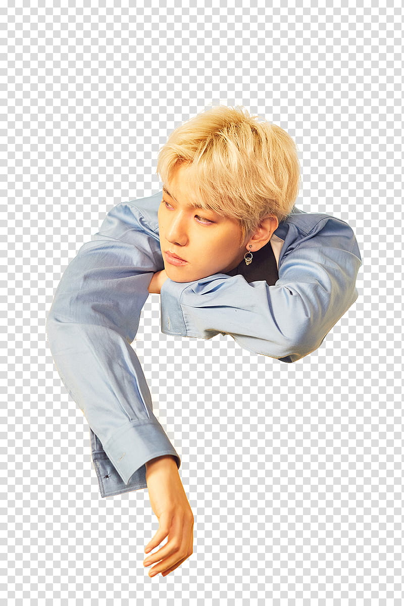 BaekHyun Blooming Day, man wearing gray dress shirt transparent background PNG clipart