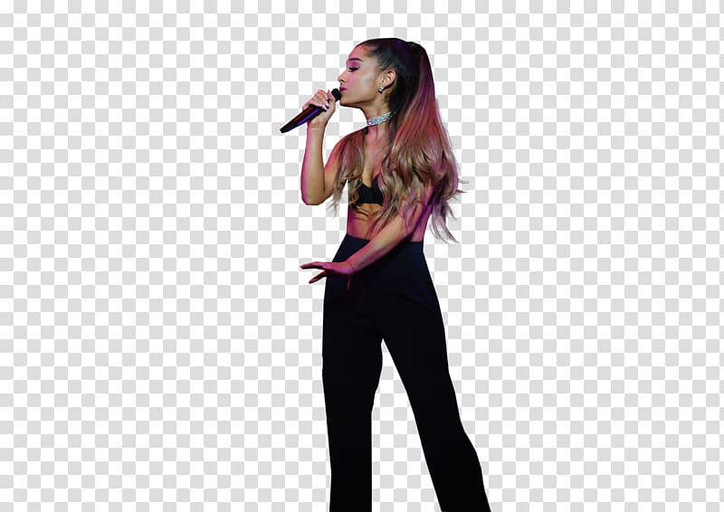 Ariana Grande, standing Ariana Grande holding black microphone transparent background PNG clipart