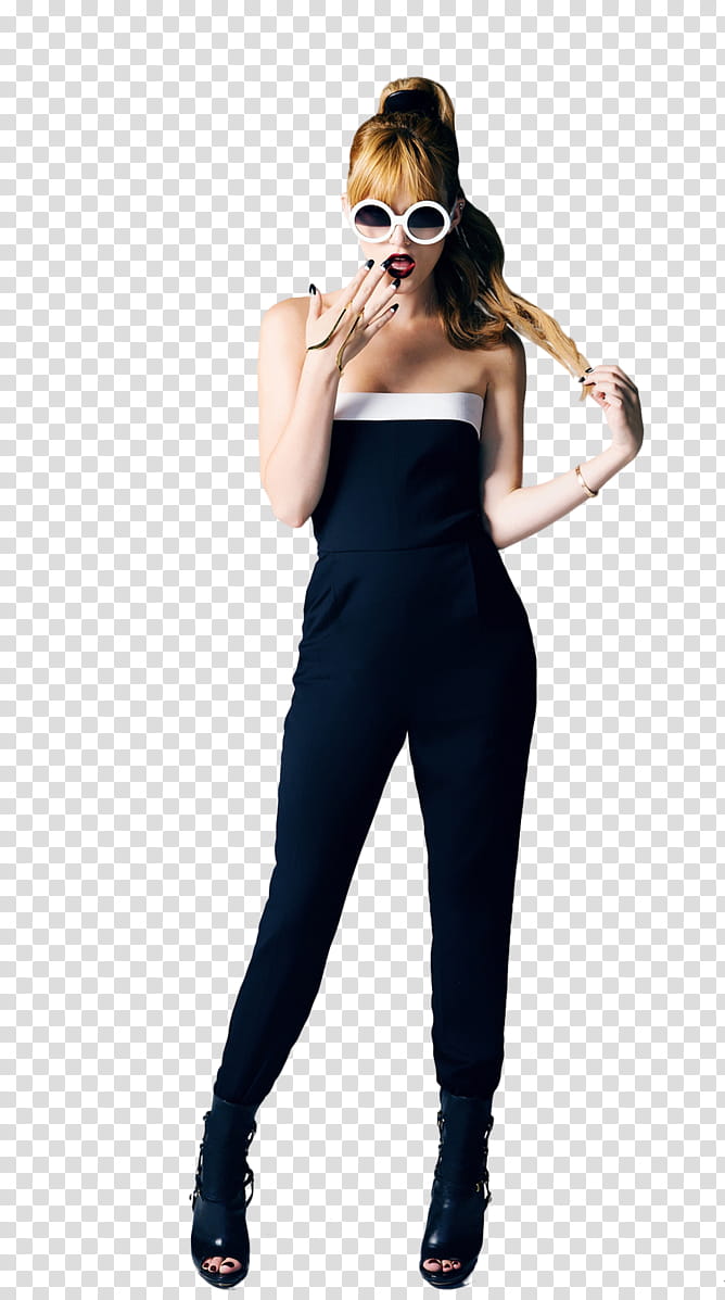 Bella Thorne INFINITE Vg, woman wearing black strapless jumpsuit transparent background PNG clipart