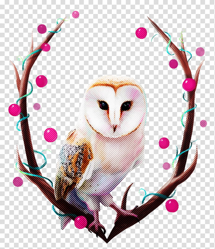 owl bird branch barn owl heart, Snowy Owl, Pink, Bird Of Prey, Watercolor Paint, Twig transparent background PNG clipart