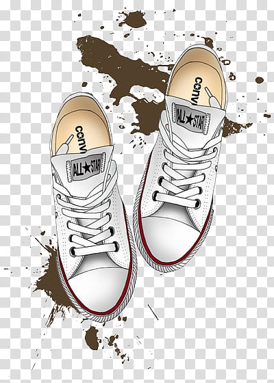 Art , pair of white Converse sneakers illustration transparent background PNG clipart