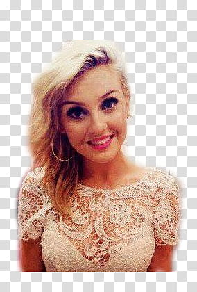 Perrie Edwards, woman in white lace crew-neck short-sleeved top transparent background PNG clipart