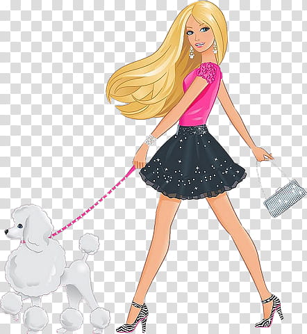 Barbie and Friends, woman walking poodle illustration transparent background PNG clipart