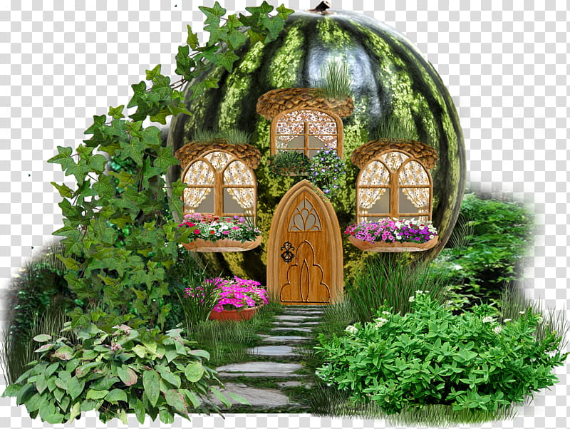 Fairy House, watermelon castle illustration transparent background PNG clipart
