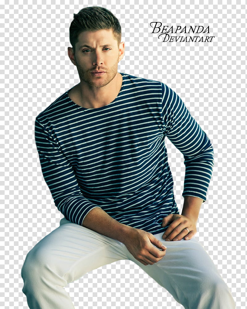 Jensen Ackles, man sitting illustration transparent background PNG clipart