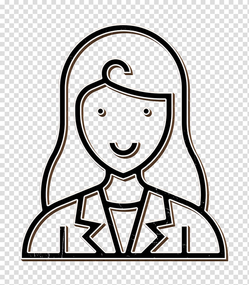 Businesswoman icon Girl icon Accounting icon, Line Art, Head, Coloring Book, Blackandwhite, Smile, Pleased transparent background PNG clipart