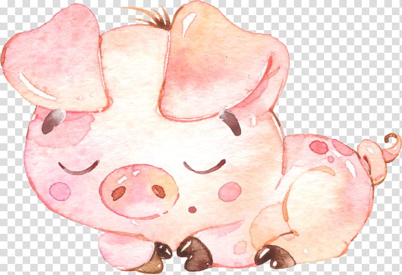 Piggy Bank, Drawing, Watercolor Painting, Poster, Cartoon, Pink, Snout, Nose transparent background PNG clipart