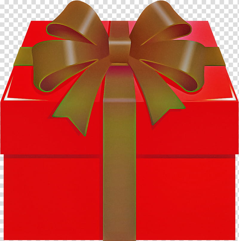 present red ribbon gift wrapping shipping box, Party Favor transparent background PNG clipart