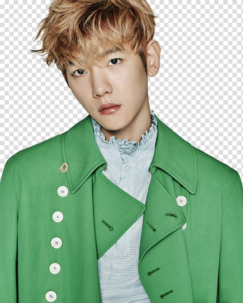 EXO VOGUE , man wearing green coat transparent background PNG clipart