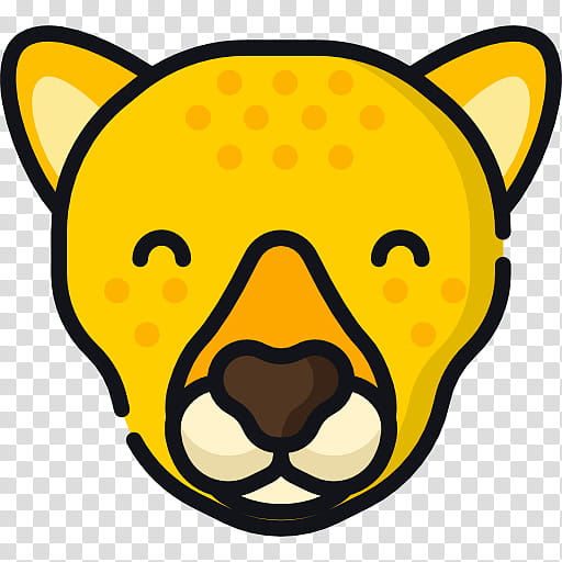 Emoticon Smile, Cheetah, Animal, Yellow, Head, Snout, Nose, Line transparent background PNG clipart