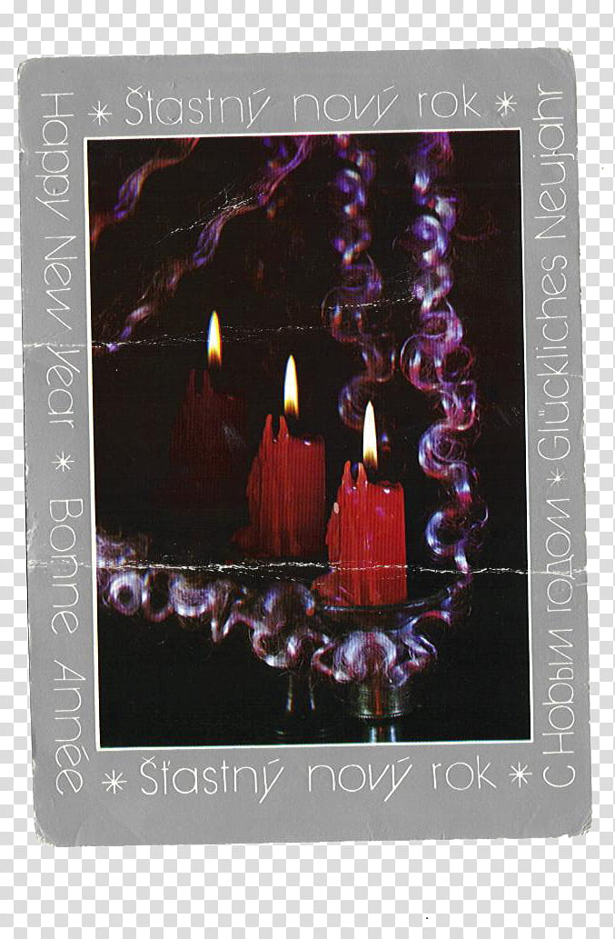 SET Postcards part, three red candles illustration transparent background PNG clipart