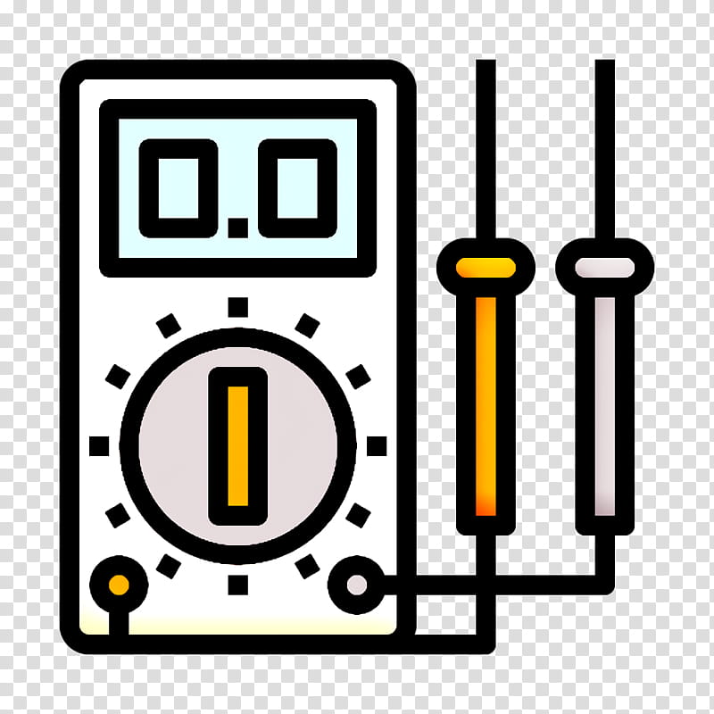 Multimeter icon Electronic Device icon Construction and tools icon, Yellow, Line transparent background PNG clipart