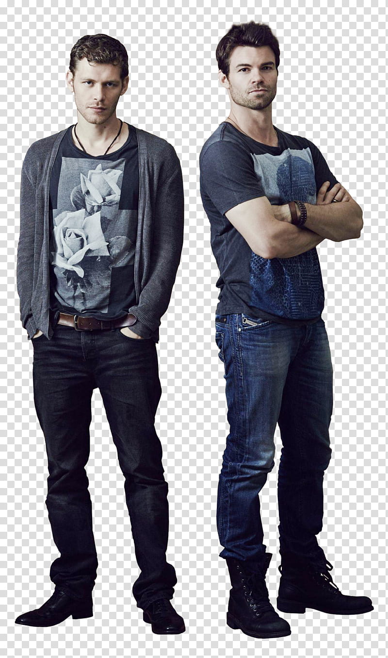 two standing men wearing shirts and jeans transparent background PNG clipart