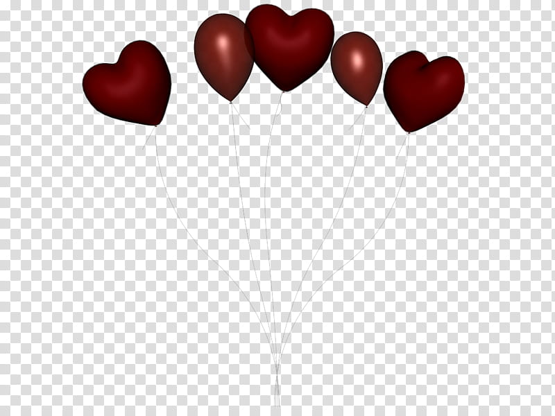 red balloon , five red heart balloons transparent background PNG clipart