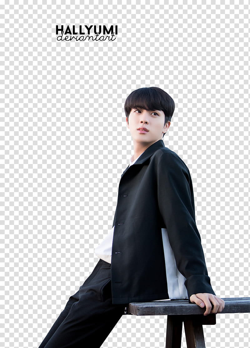 Jin BTS TH ANNIVERSARY, men's black coat transparent background PNG clipart