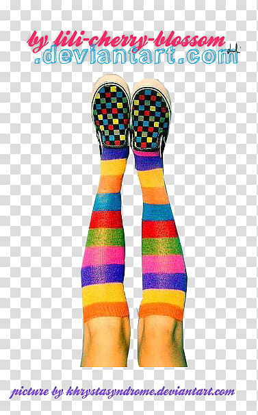 , woman wearing pair of slip-on shoes and multi-colored high socks transparent background PNG clipart