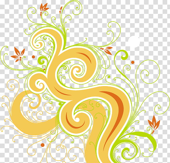 yellow and orange floral art transparent background PNG clipart