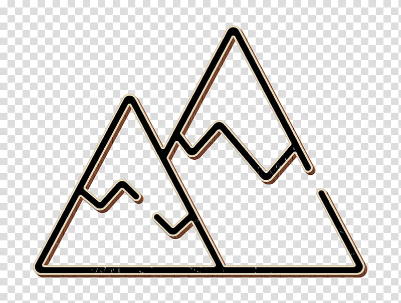 Mountains icon Mountain icon Adventure icon, Line, Text, Triangle, Sign, Signage, Symbol transparent background PNG clipart