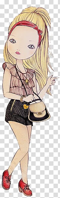Munecas de  Street, woman with brown and black sling bag illustration transparent background PNG clipart