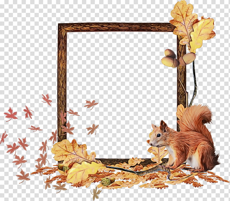 Watercolor Background Autumn Frame, Paint, Wet Ink, Frames, Squirrel, , Film Frame, Whiskers transparent background PNG clipart