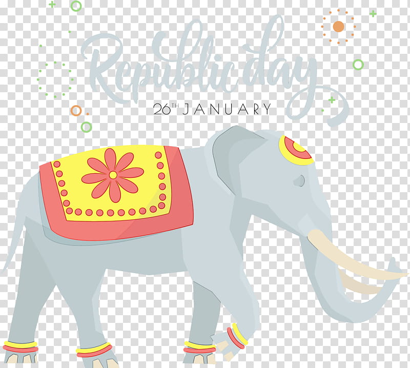 Indian elephant, India Republic Day, India Elephant, 26 January, Happy India Republic Day, Watercolor, Paint, Wet Ink transparent background PNG clipart