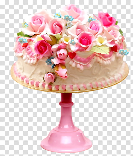Love the Cake, white and pink floral cake on stand transparent background PNG clipart