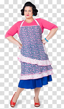 Violetta, woman in apron standing and smiling transparent background PNG clipart