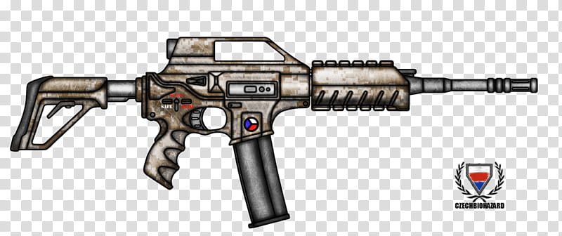 Fictional Firearm: HC-NA Assault Rifle, brown rifle drawing transparent background PNG clipart