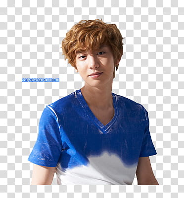 REBLUE EXO , man in blue and white V-neck T-shirt transparent background PNG clipart
