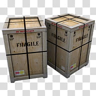 VVintage, two sealed brown wooden crates illustration transparent background PNG clipart