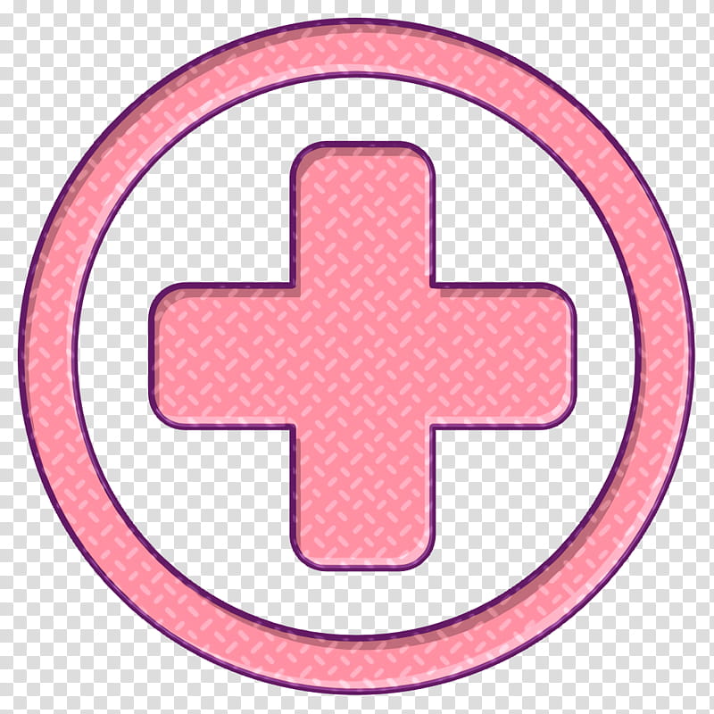 Medical Icons icon Cross icon Hospital medical signal of a cross in a circle icon, Pink, Symbol, Line, Material Property, American Red Cross transparent background PNG clipart