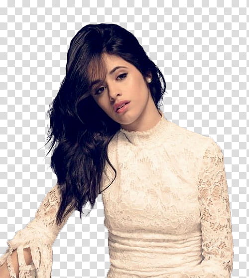 Camila Cabello, woman wearing white lace long-sleeved top transparent background PNG clipart
