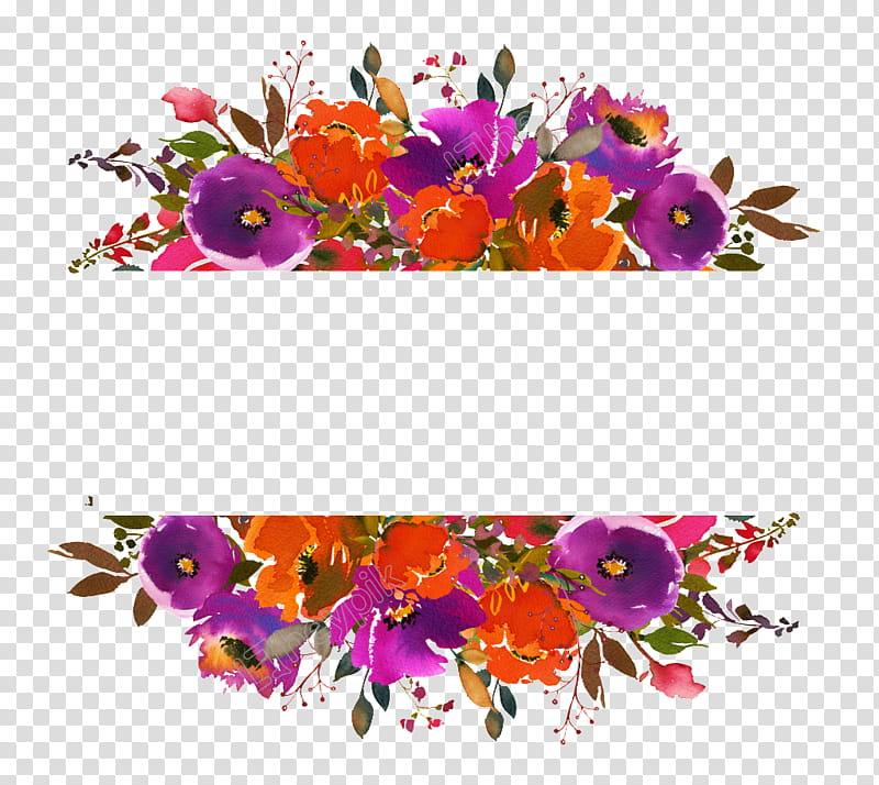 Background Watercolor Frame, Floral Bouquets, Watercolor Painting, Flower, Orange, Violet, Purple, Floral Design transparent background PNG clipart