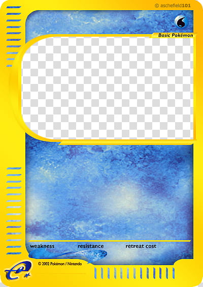 Original e Card Blank , yellow and blue Basic Pokemon trading card transparent background PNG clipart