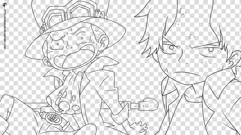 Ace and Sabo Lineart transparent background PNG clipart