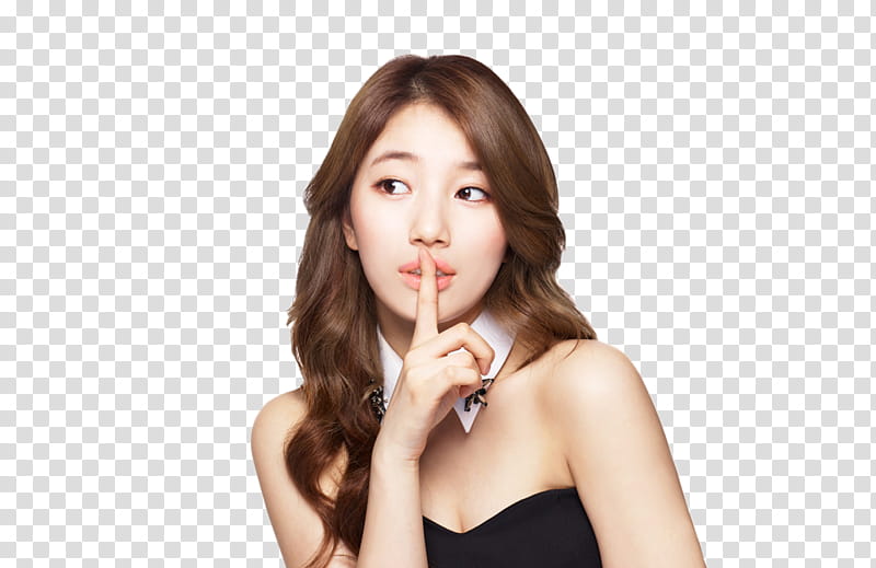 Bae Suzy, woman wearing black sweet heart transparent background PNG clipart