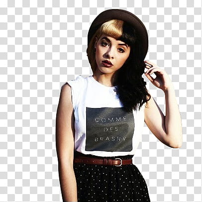 Melanie Martinez, woman standing wearing black hat transparent background PNG clipart