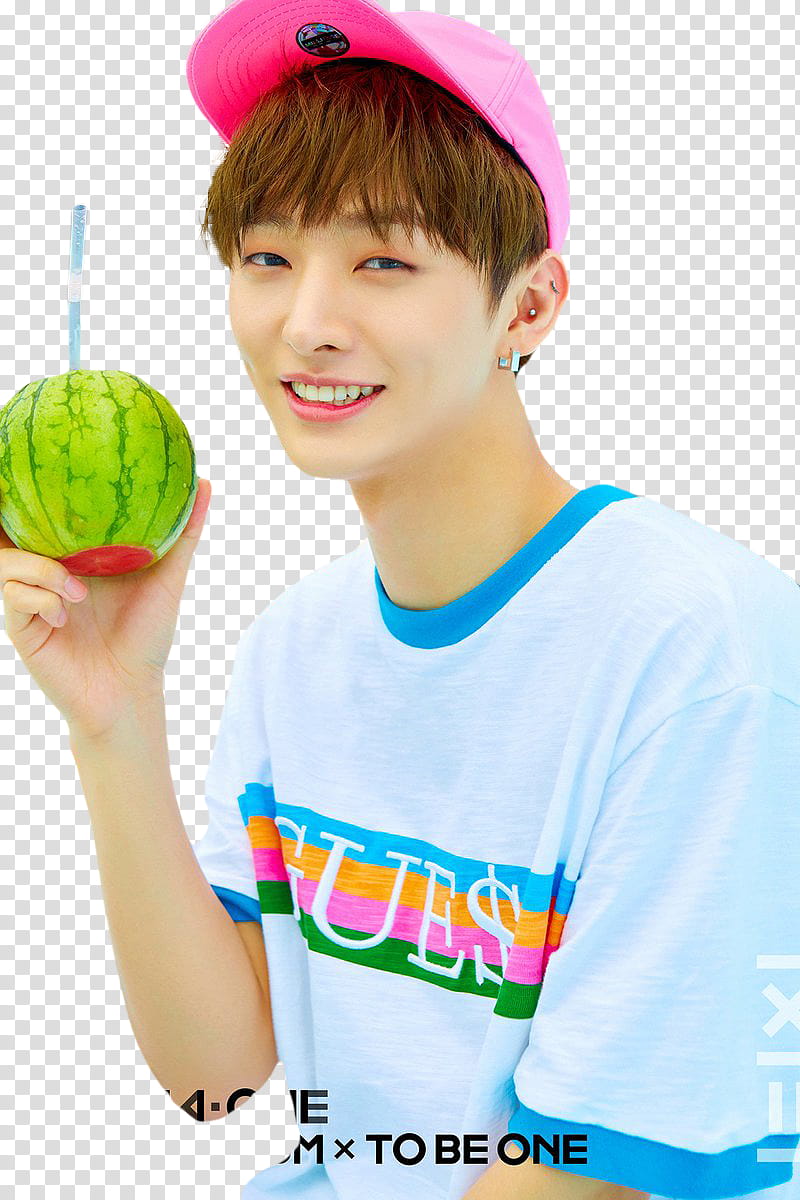 WANNA ONE, man holding watermelon transparent background PNG clipart