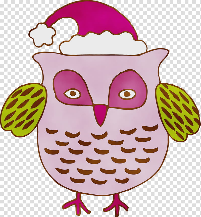 owl cartoon bird of prey bird, Christmas Owl, Cartoon Owl, Christmas Animal, Watercolor, Paint, Wet Ink transparent background PNG clipart