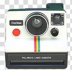 , black and white Polaroid One Step land camera transparent background PNG clipart