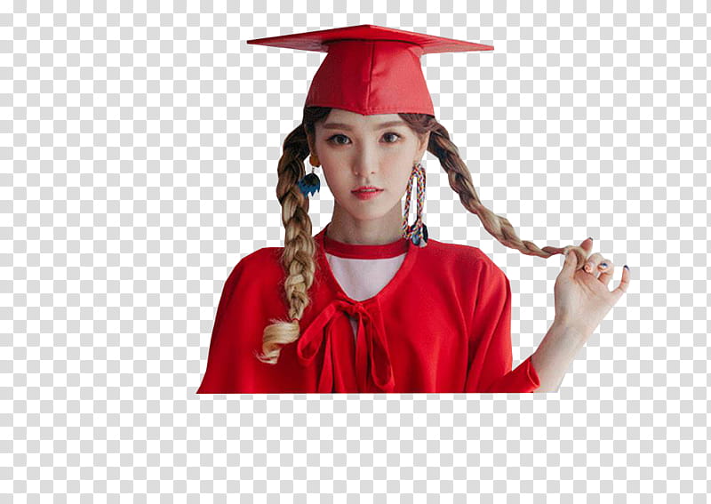 woman wearing red mortarboard transparent background PNG clipart